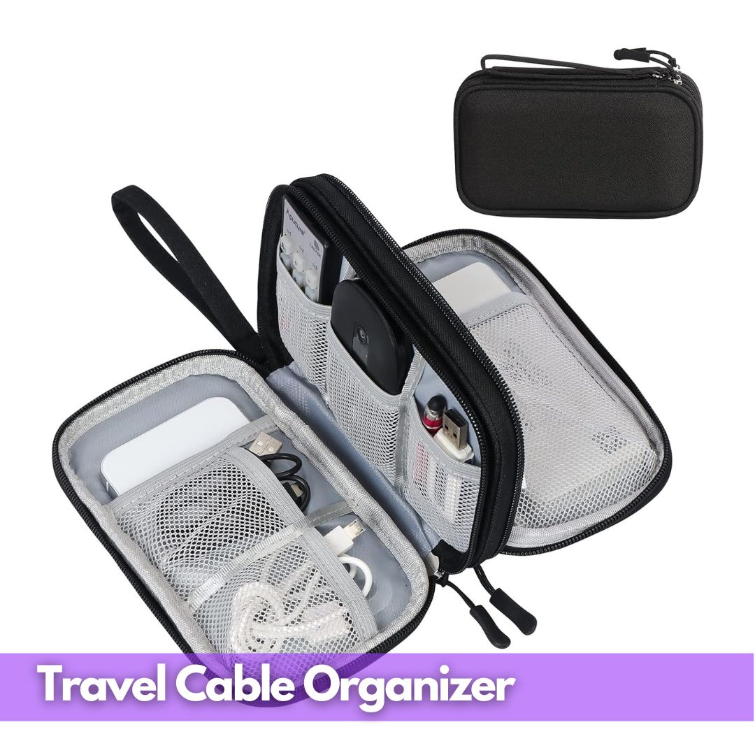 Cover Image for FYY Travel Cable Organizer – Waterproof Double Layer Storage for Electronics & Accessories